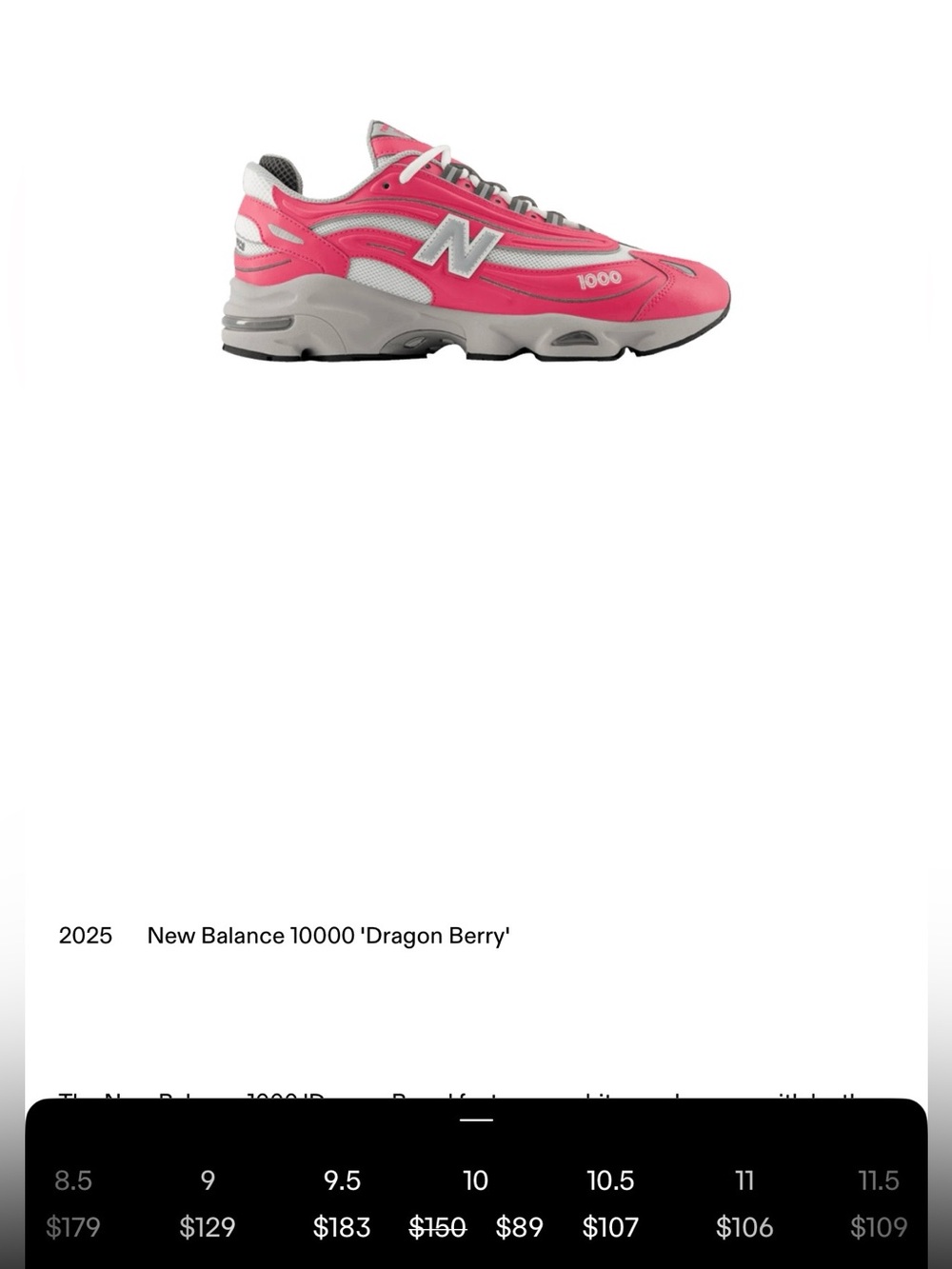 VNDS - New Balance 1000 'Dragon Berry' - Size 10 Men's - Picture 7 of 8